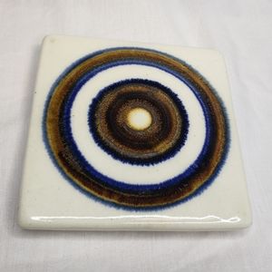 Vintage Fred Evangel Art Pottery Tile Trivet Albuquerque New Mexico Hand…
